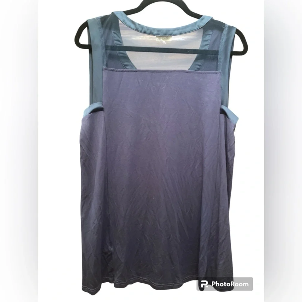 POL Navy Sleeveless Satin Trim Tank Top - Picture 2 of 3